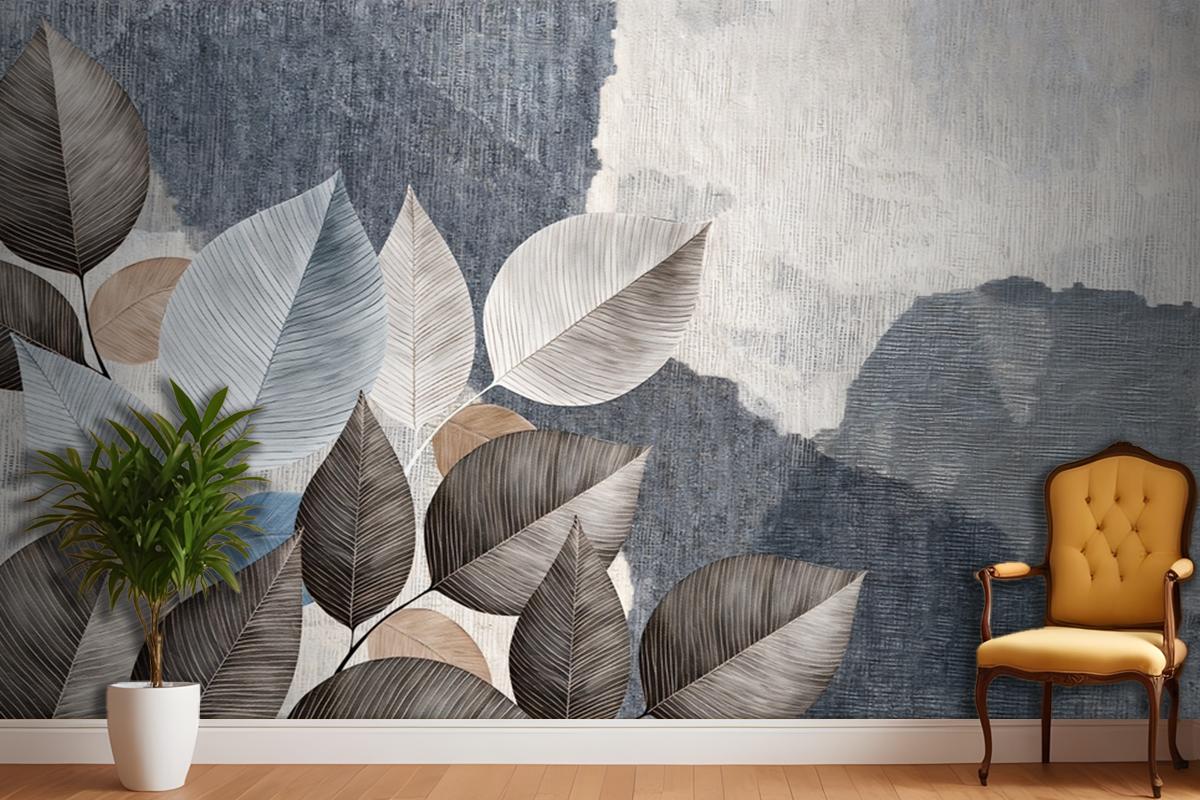 Textured Leaves In Coffee Tones Bedroom Wallpaper Mural