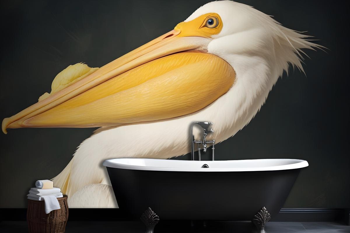 White Pelican Wallpaper Mural