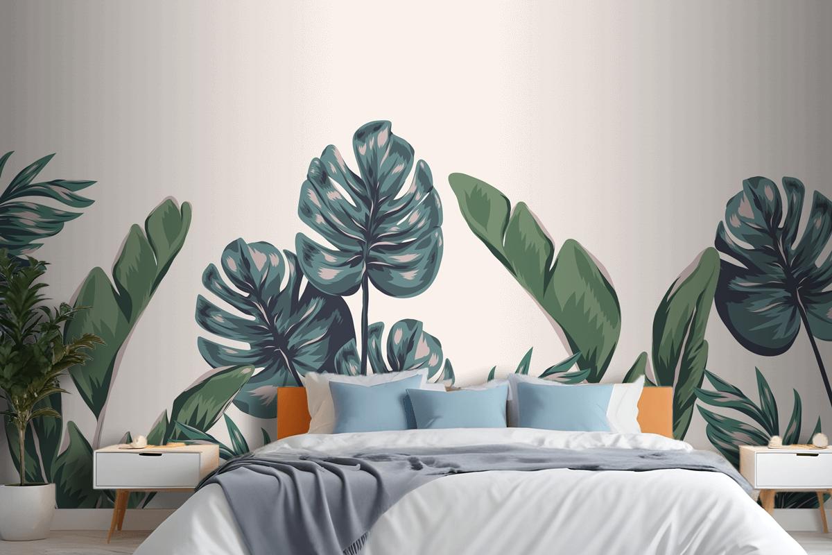Tropical Foliage Mural Bedroom Wallpaper Mural