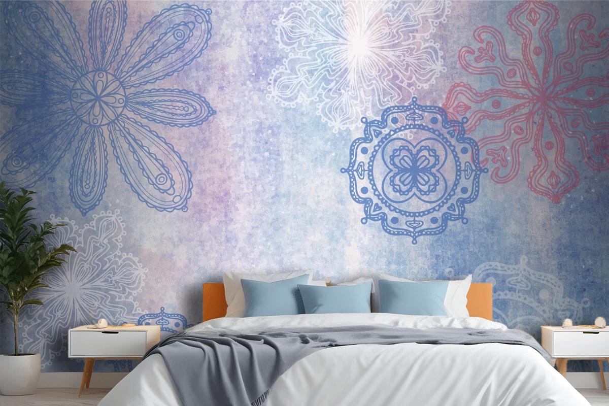 Watercolor Background With Hand Drawn Elements Bedroom Wallpaper Mural