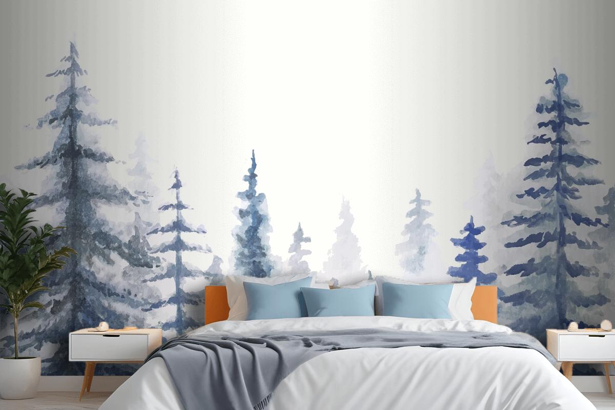 Hand Painted Watercolor Nature Background Bedroom Wallpaper Mural