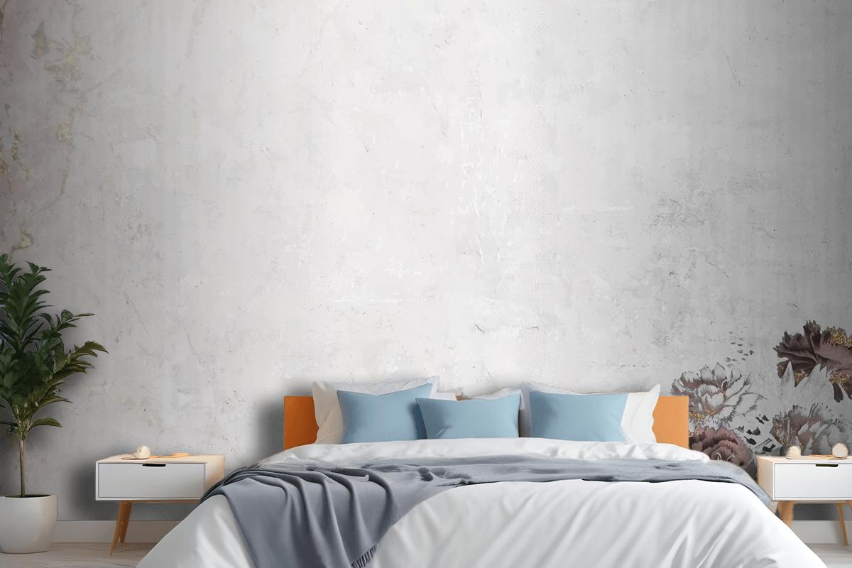 Blank Floral Shimmering Bedroom Wallpaper Mural