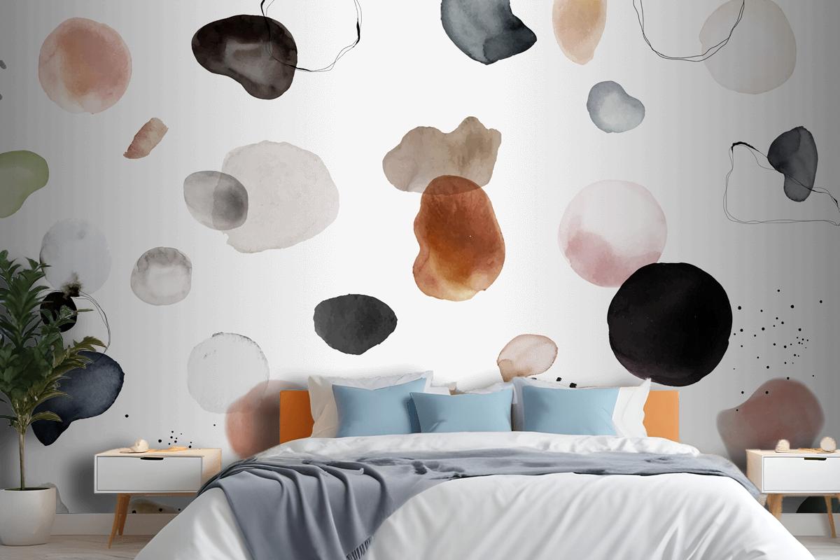 Colorful Watercolor Stain Badge Set Bedroom Wallpaper Mural