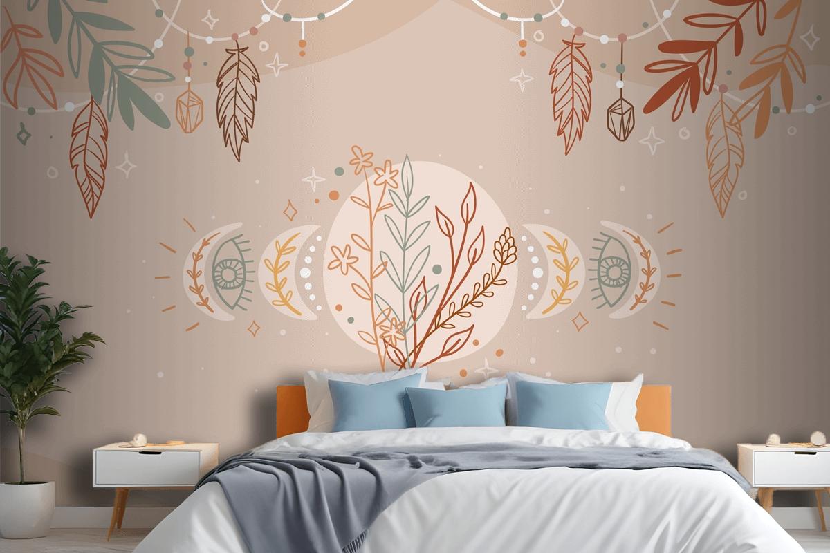 Hand Drawn Boho Background Bedroom Wallpaper Mural