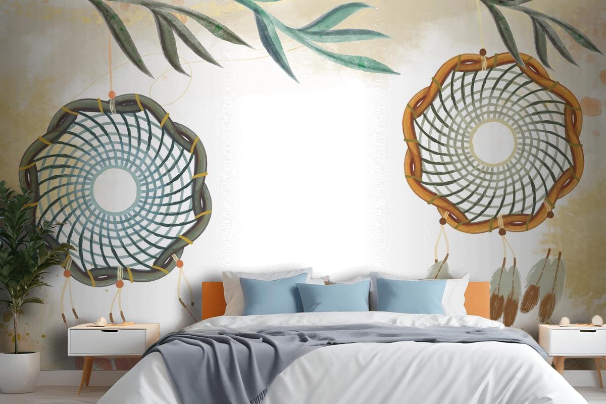 Watercolor Boho Background Bedroom Wallpaper Mural