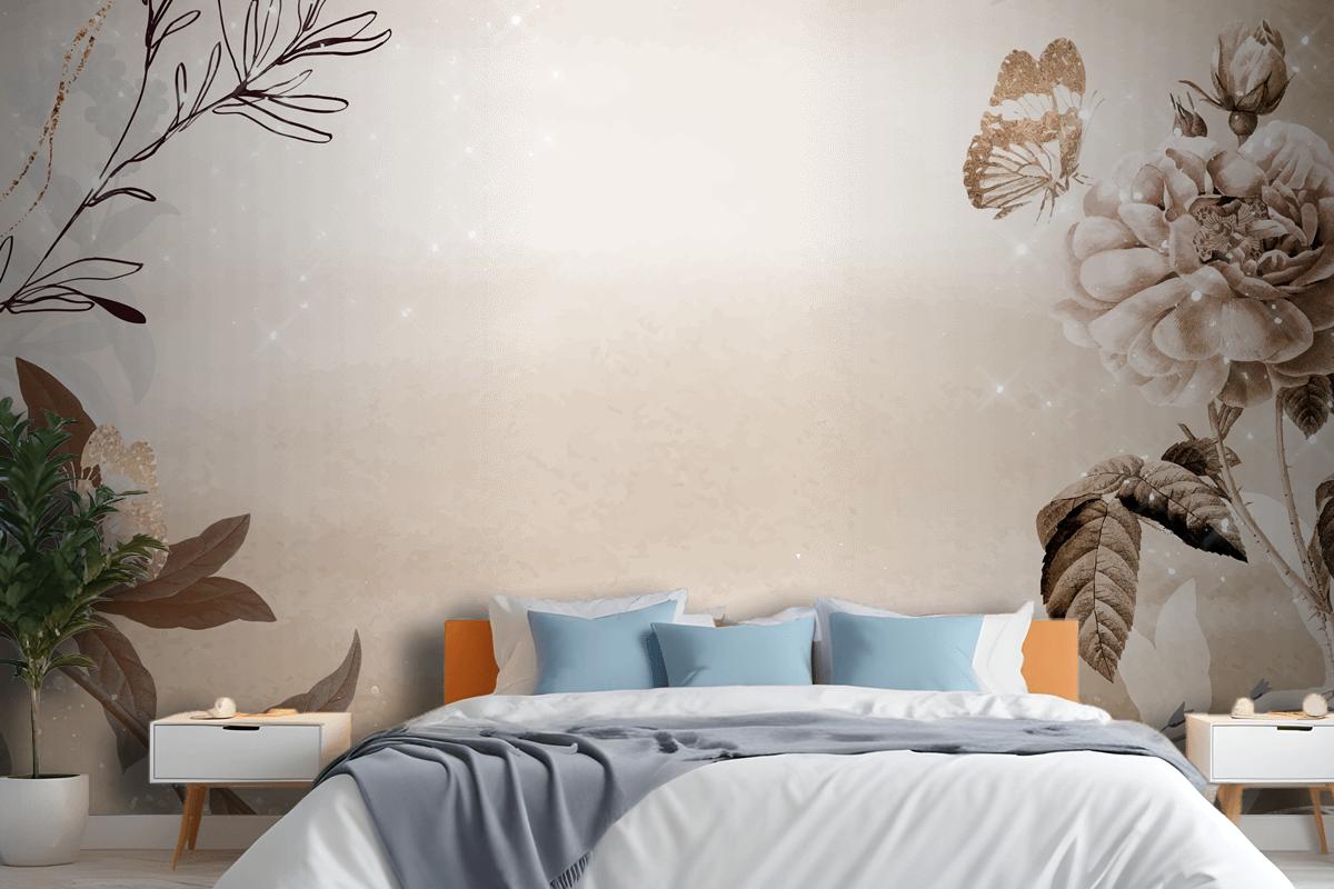 Flower Background Bedroom Aesthetic Border Wallpaper Mural