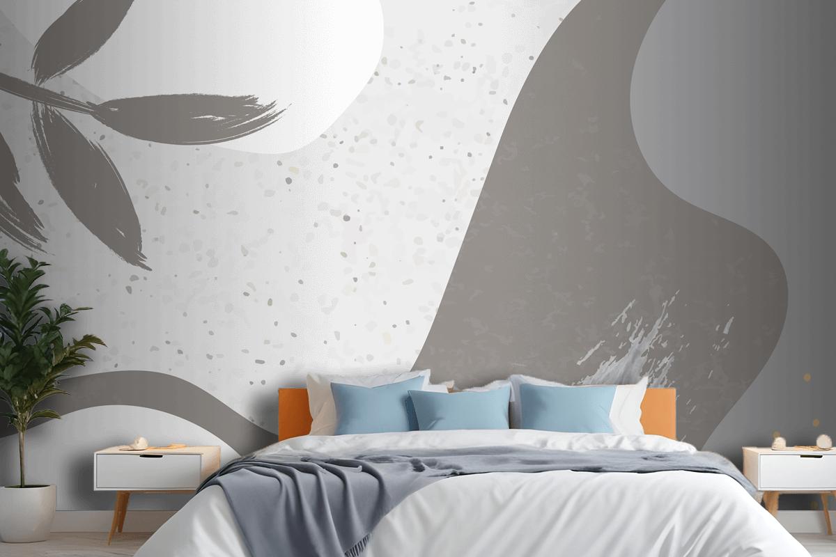 Grayish Botanical Memphis Pattern Background Bedroom Wallpaper Mural