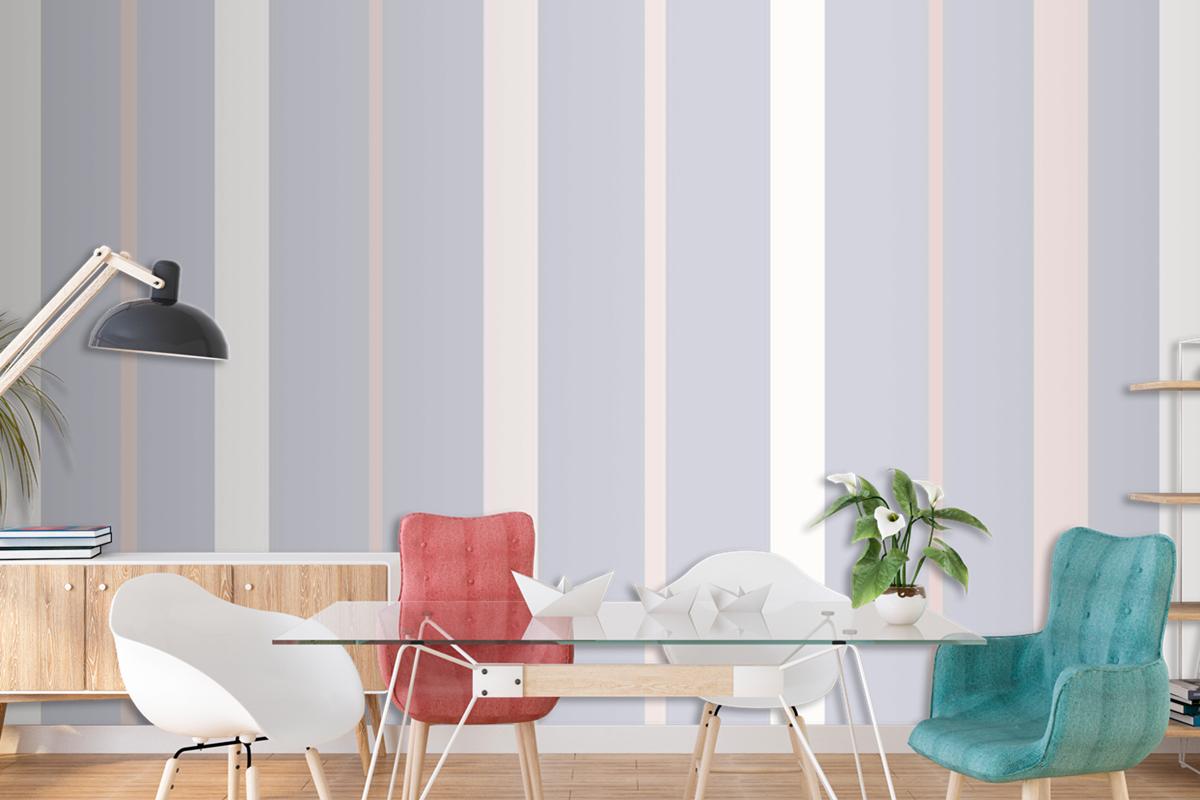 Aesthetic Background Line Pattern In Purple Pastel Living Room Wallpaper Mural