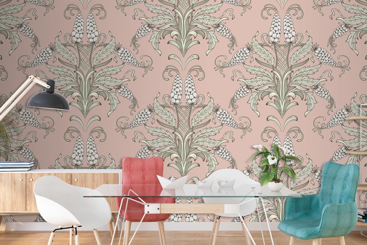 Damask Seamless Emboss Pattern Living Room Wallpaper Mural