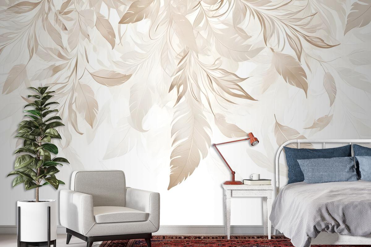 Boho Abstract Banana Leaf Art Bedroom Wallpaper Mural