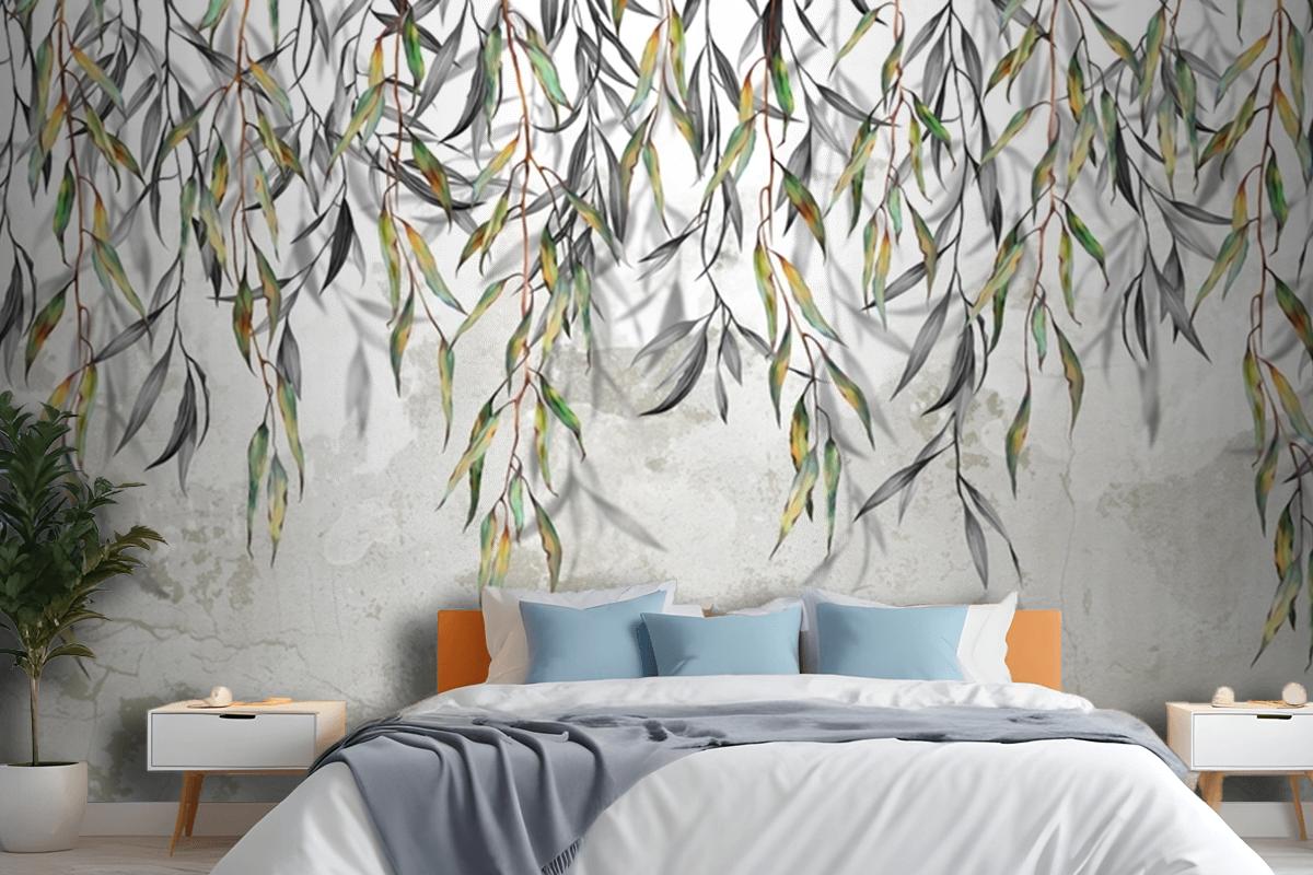 Branches Hang From Above In The Background Bedroom Wallpaper Mural
