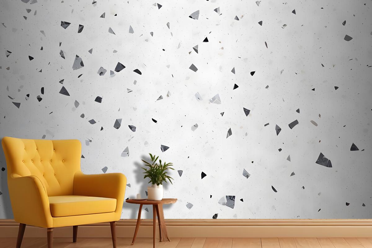 Closeup View Of A White And Gray Speckled Surface Resembling A Terrazzo Material Wallpaper Mural