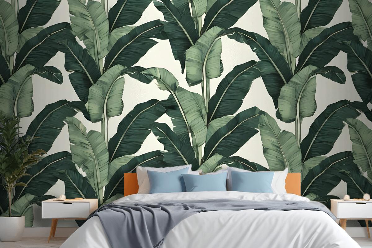 Exotic Banana Leaf Bedroom Wallpaper Mural