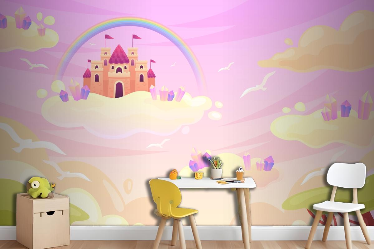 Hand Drawn Fairytale Background Girl Wallpaper Mural