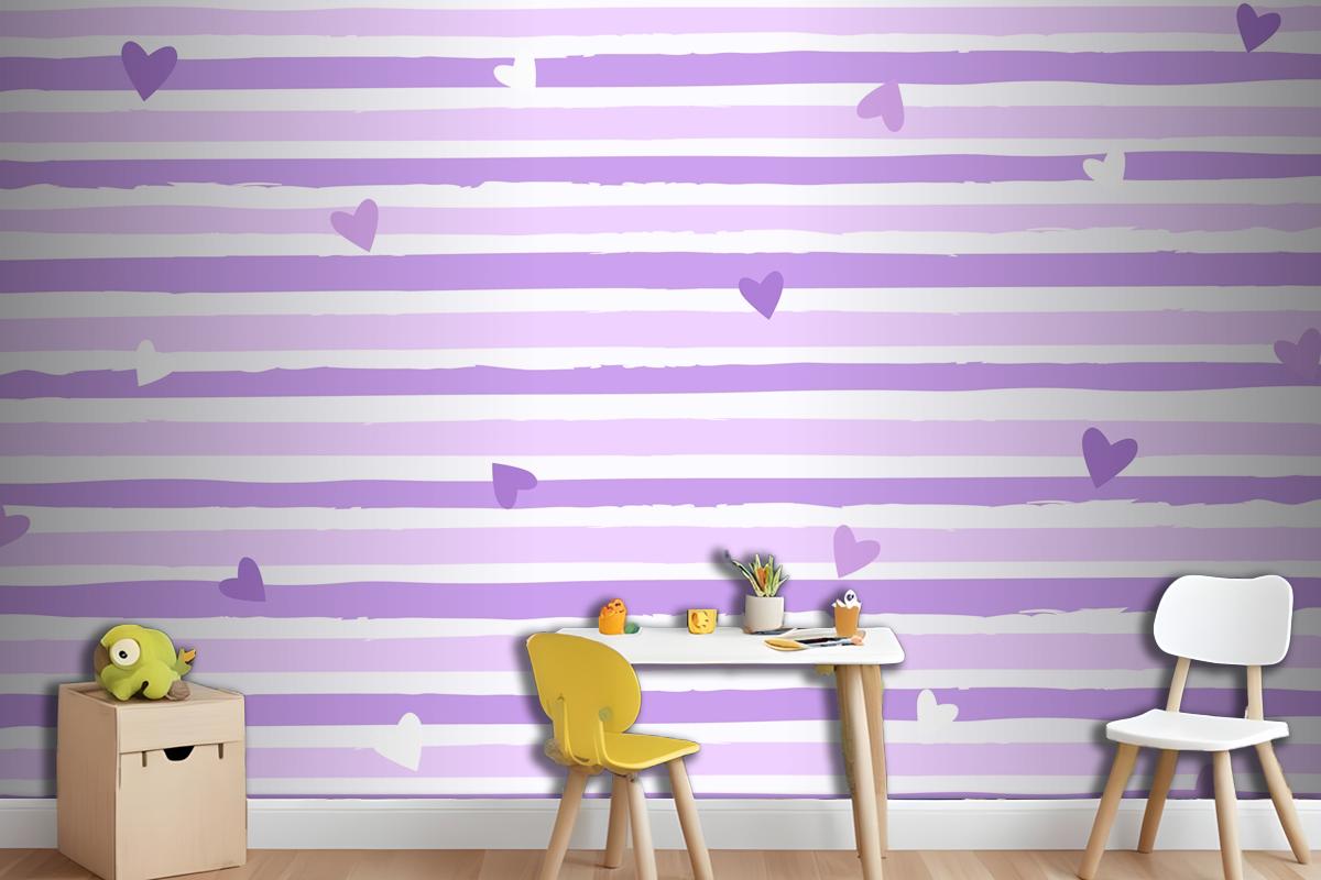 Hand Drawn Purple Striped Background Wallpaper Mural