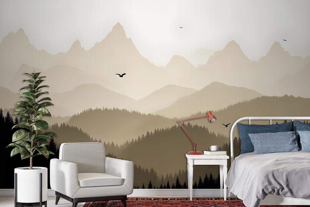 Mountain Landscape Silhouette Wallpaper Mural