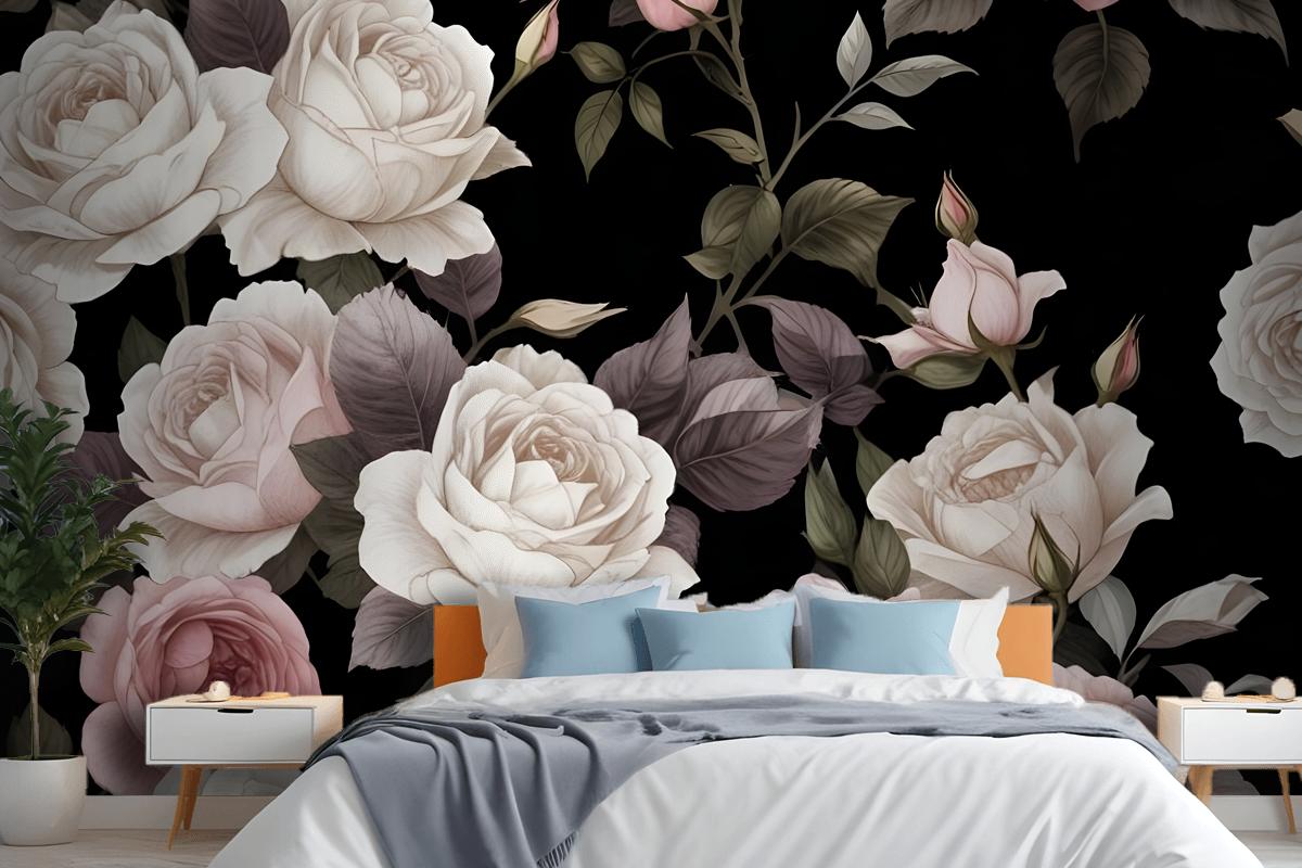 Purple & Pink Dark Floral Wallpaper Mural