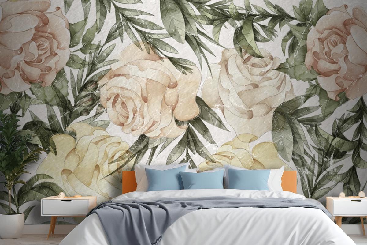 Roses Art Design Bedroom Wallpaper Mural