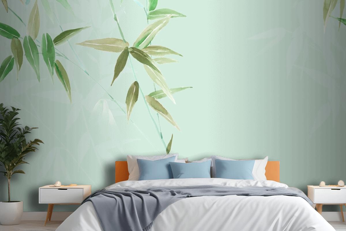 Watercolor Flowers Peacock Phoenix Rose Peony Animals Bedroom Wallpaper Mural