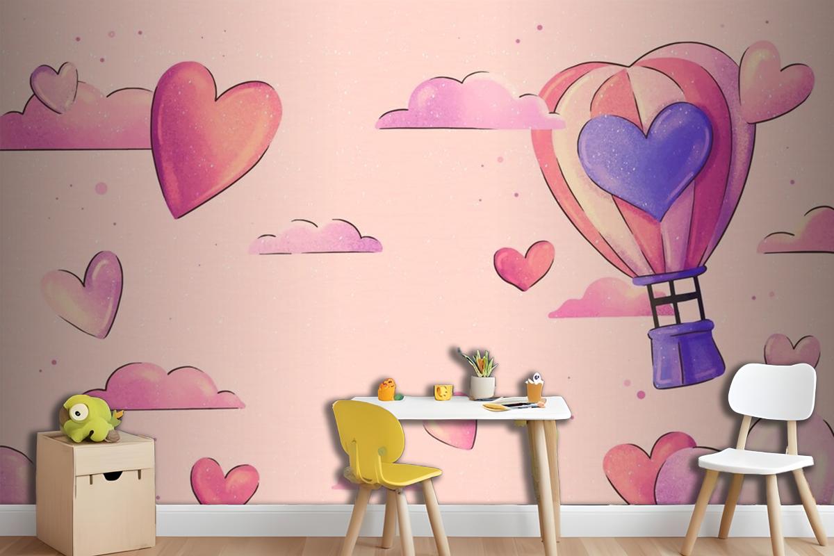 Watercolor Valentine'S Day Background Girl Wallpaper Mural
