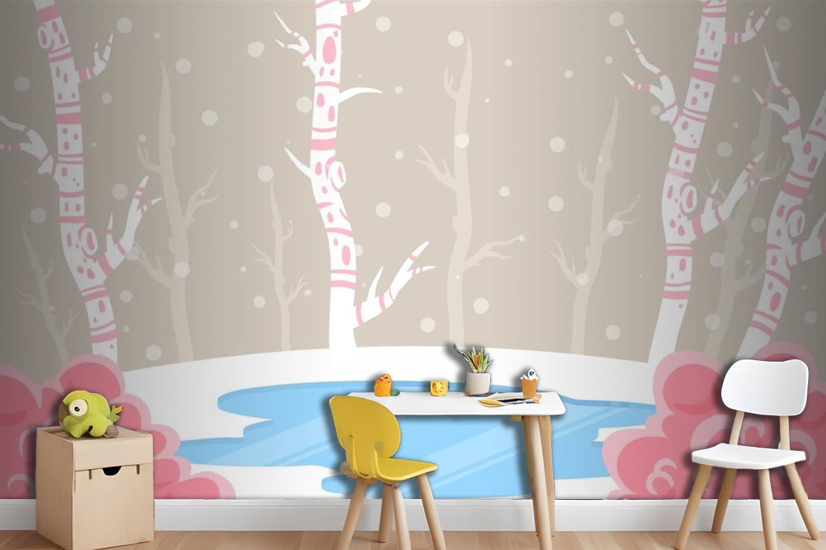 Winter Concept In Hand Drawn Wallpaper Mural
