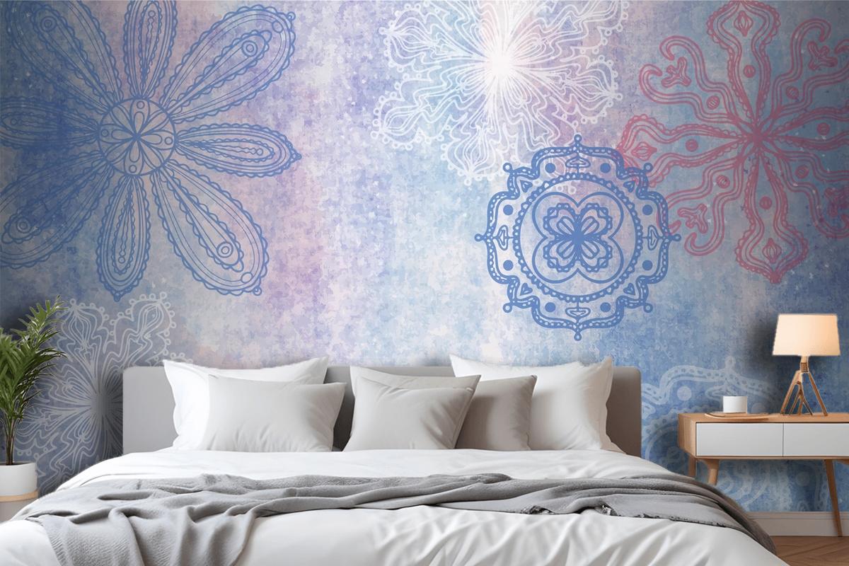 Watercolor Background With Hand Drawn Elements Bedroom Wallpaper Mural