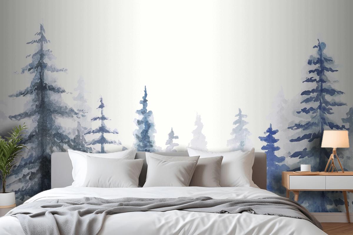 Hand Painted Watercolor Nature Background Bedroom Wallpaper Mural