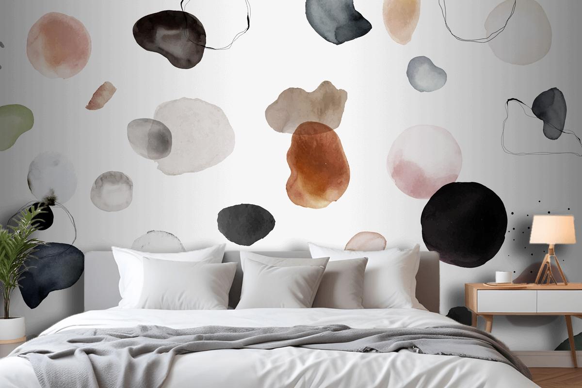 Colorful Watercolor Stain Badge Set Bedroom Wallpaper Mural