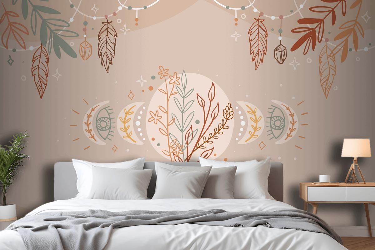 Hand Drawn Boho Background Bedroom Wallpaper Mural