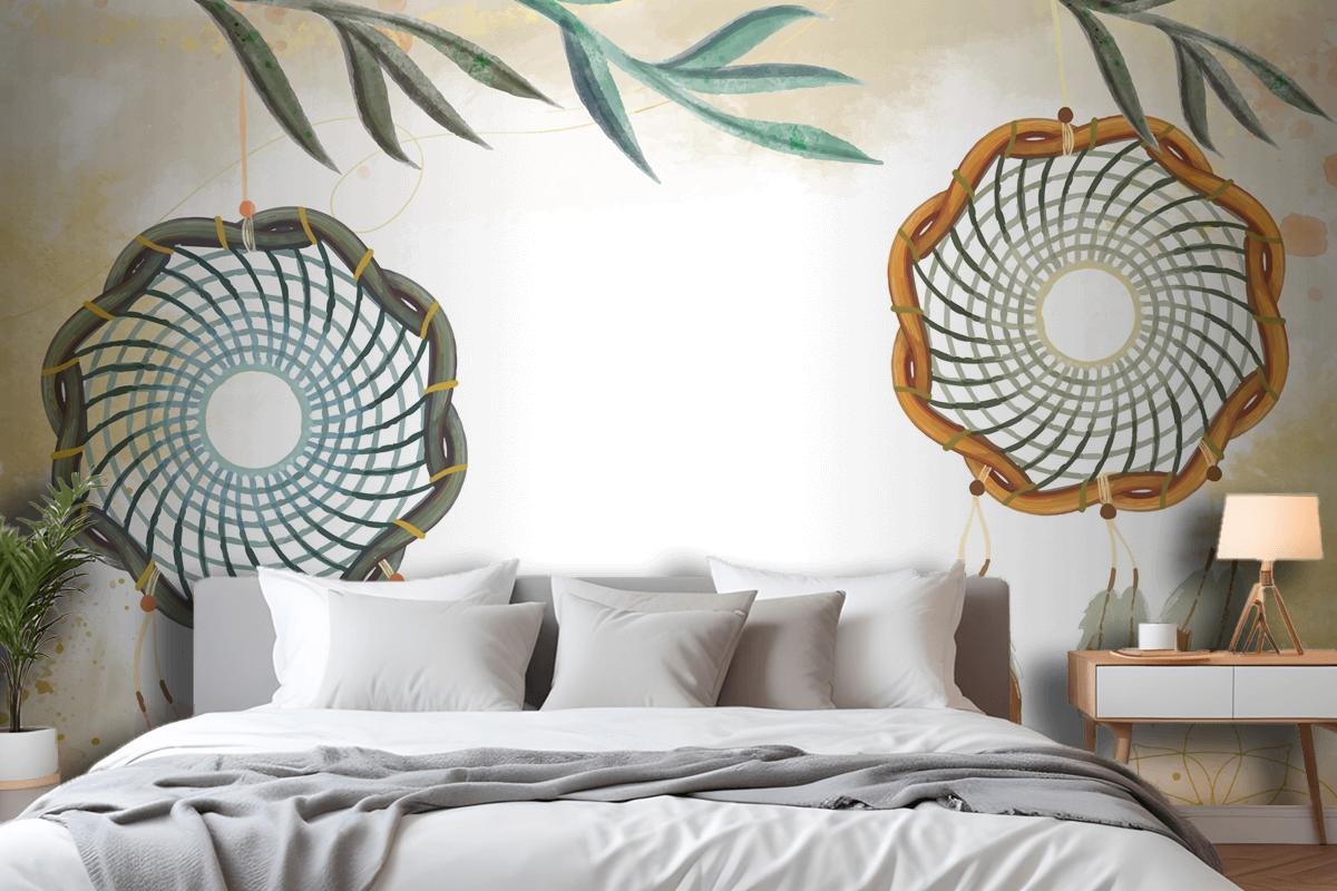 Watercolor Boho Background Bedroom Wallpaper Mural