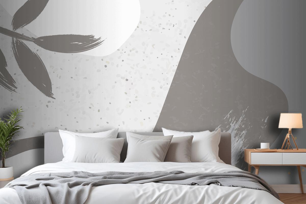 Grayish Botanical Memphis Pattern Background Bedroom Wallpaper Mural