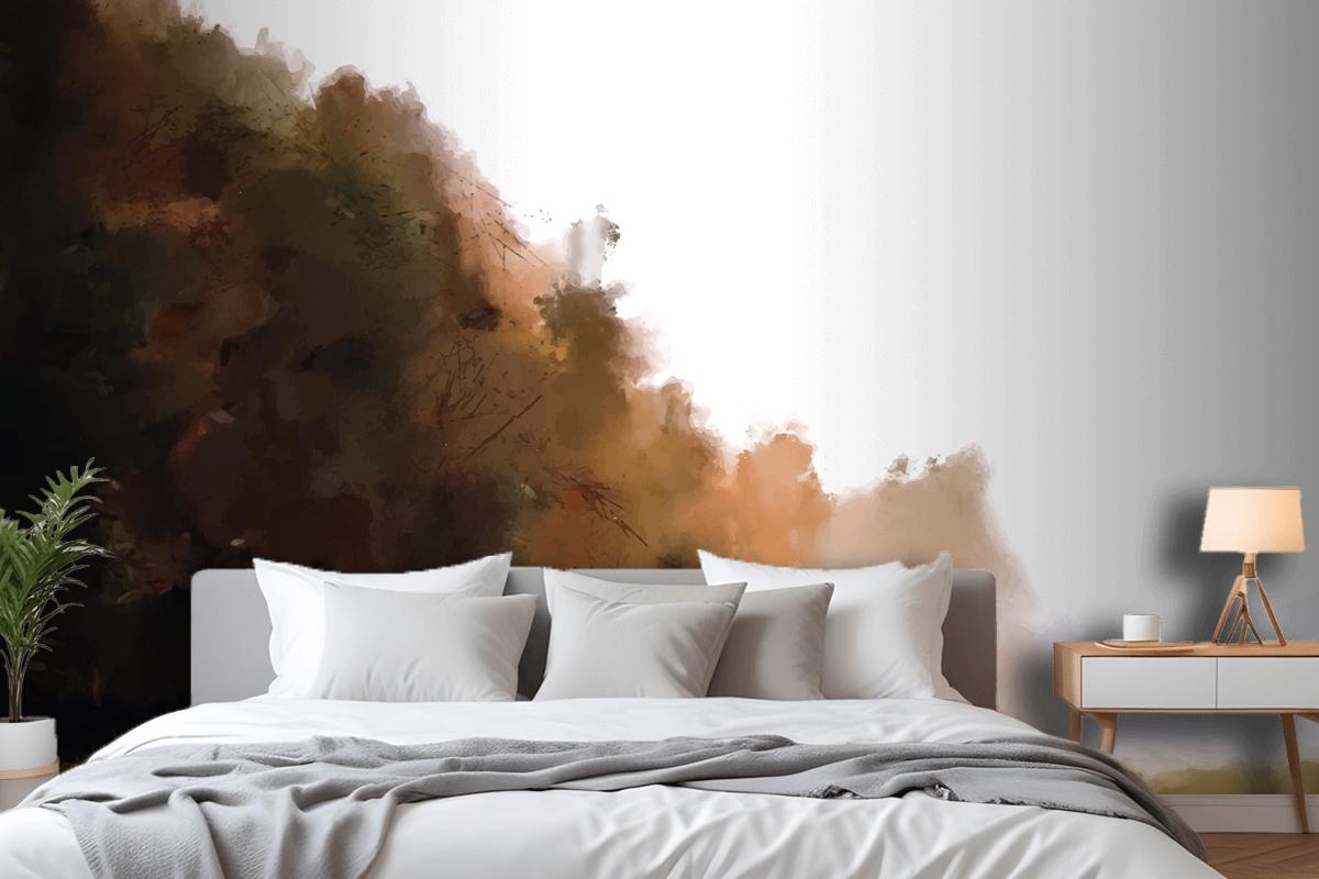 Watercolor Autumn Landscape Bedroom Wallpaper Mural