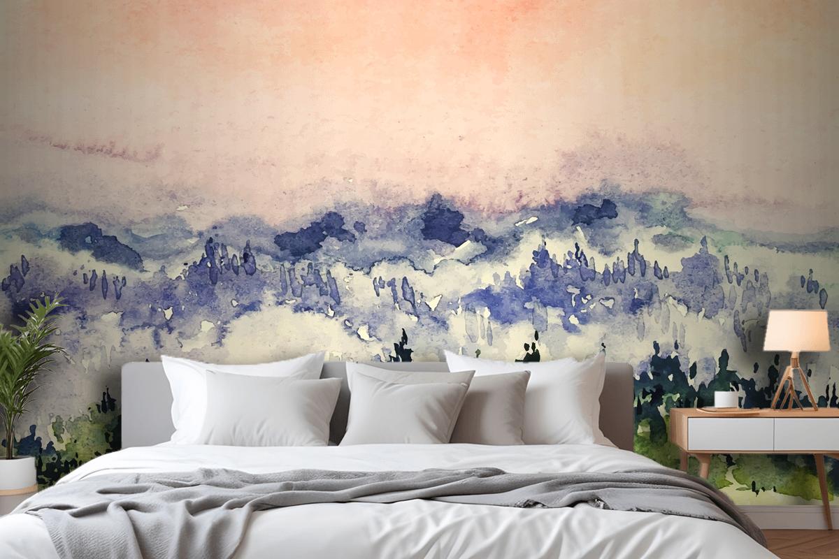Abstract Watercolor Landscape Background Bedroom Wallpaper Mural