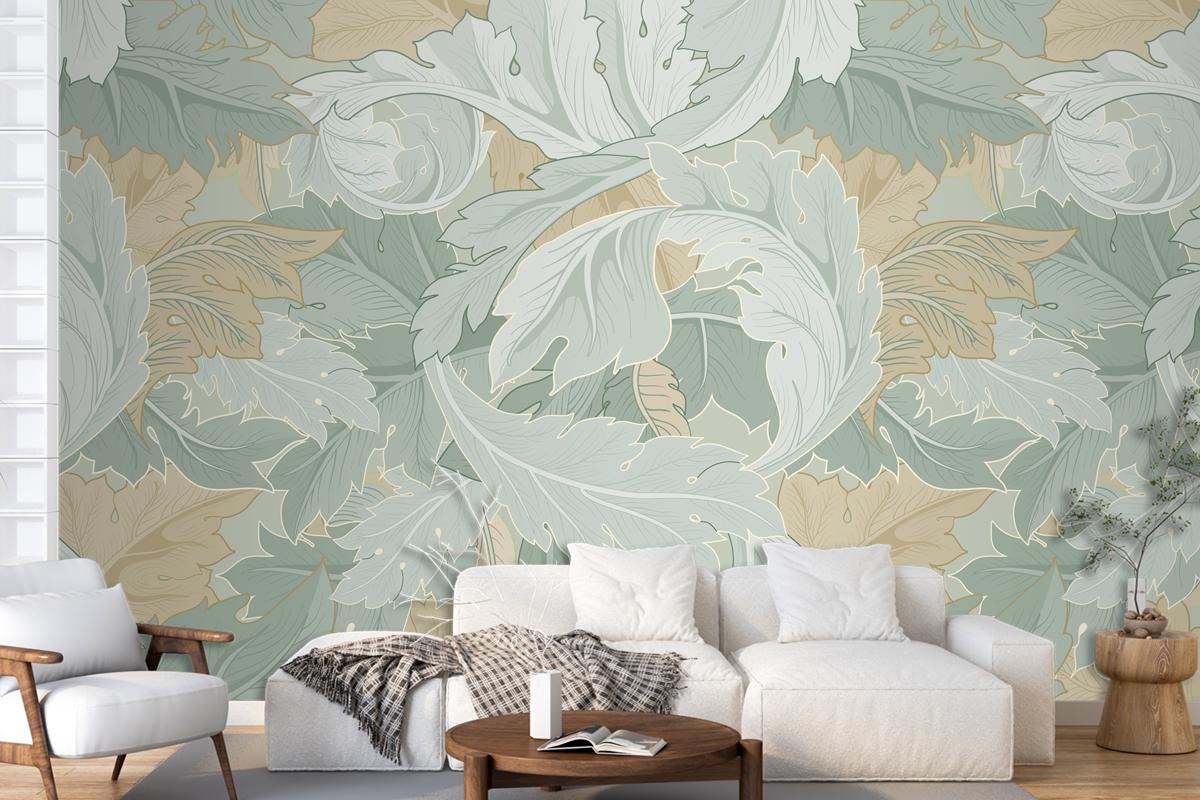 Flower Pattern Living Room Living Room Wallpaper Mural