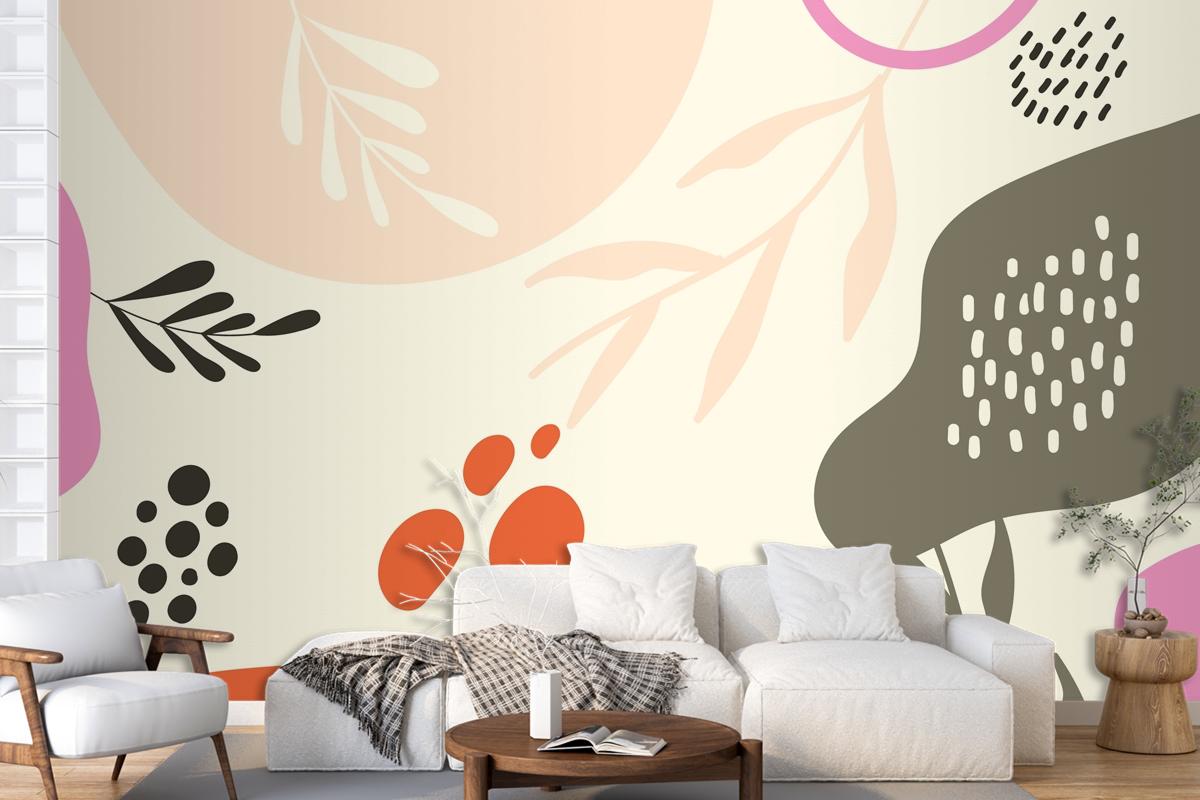 Hand Drawn Flat Design Abstract Doodle Living Room Wallpaper Mural