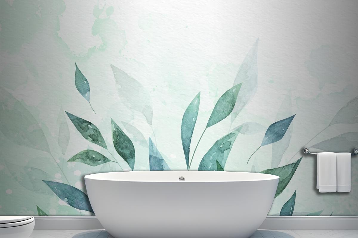 Hand Painted Watercolor Nature Background Bathroom Wallpaper Mural