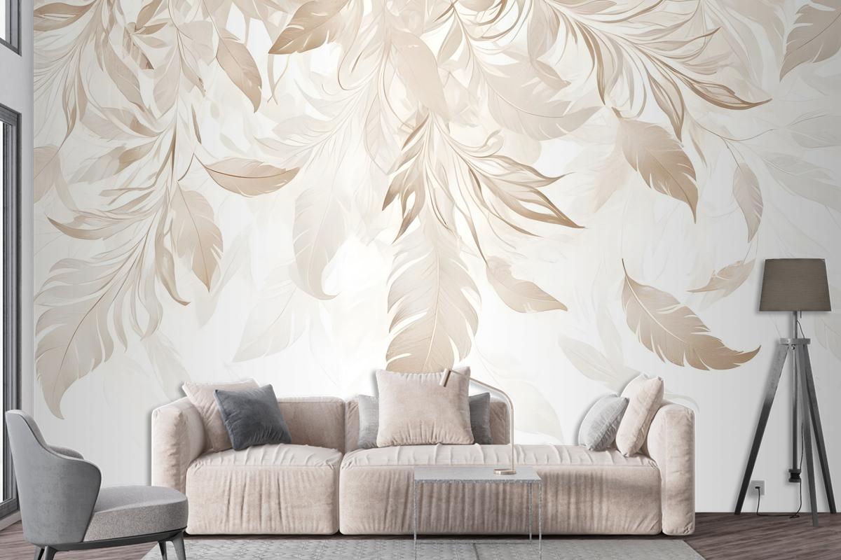 Boho Abstract Banana Leaf Art Bedroom Wallpaper Mural