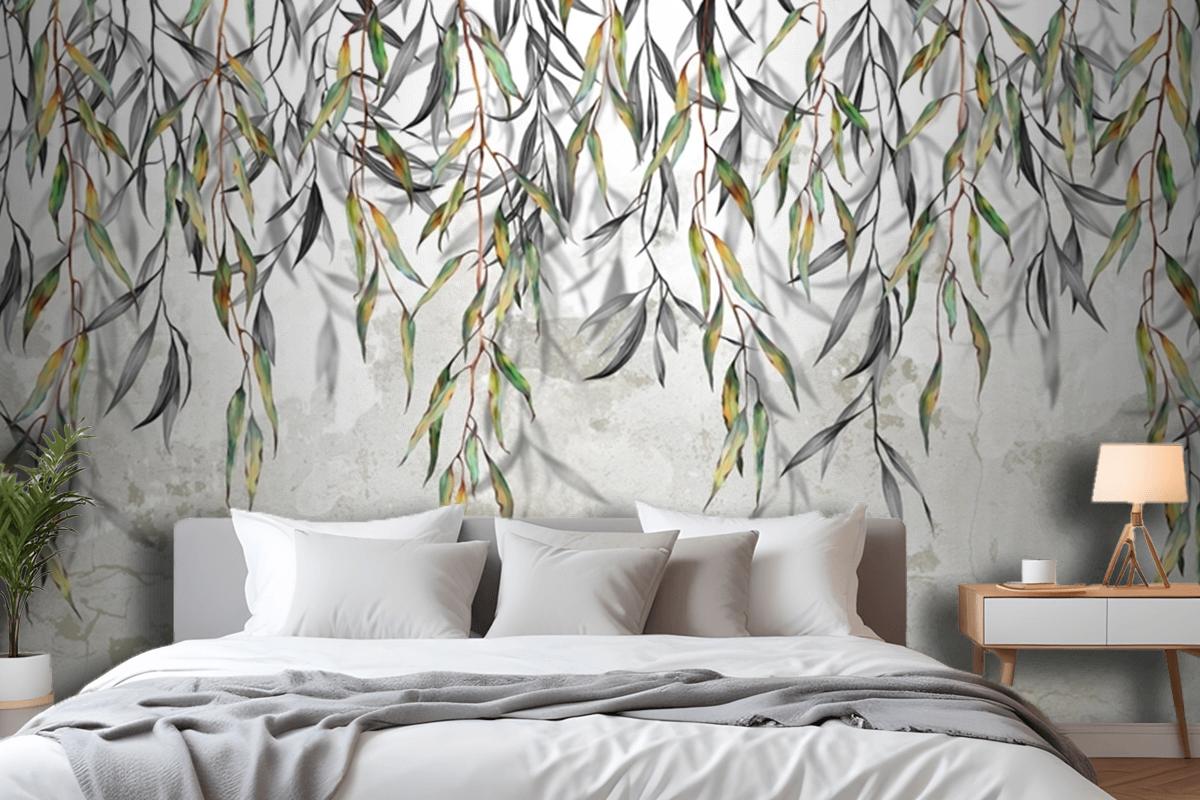 Branches Hang From Above In The Background Bedroom Wallpaper Mural