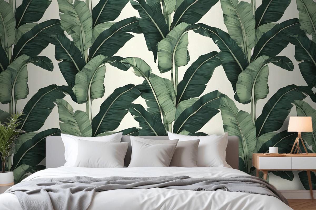 Exotic Banana Leaf Bedroom Wallpaper Mural