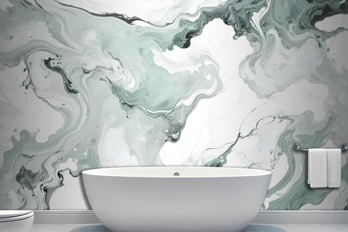 Green Marbleized Wallpaper Mural