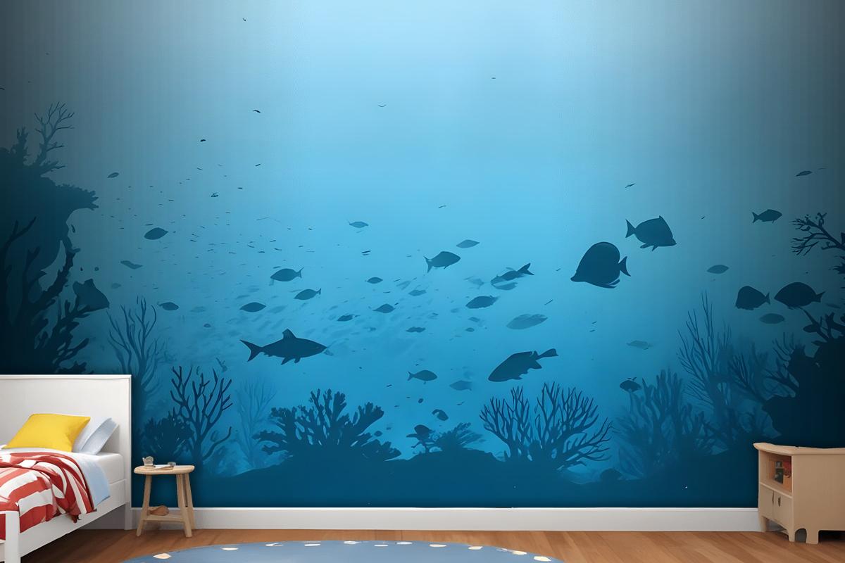 Kids Underwaters And Fishes Wallpaper Mural