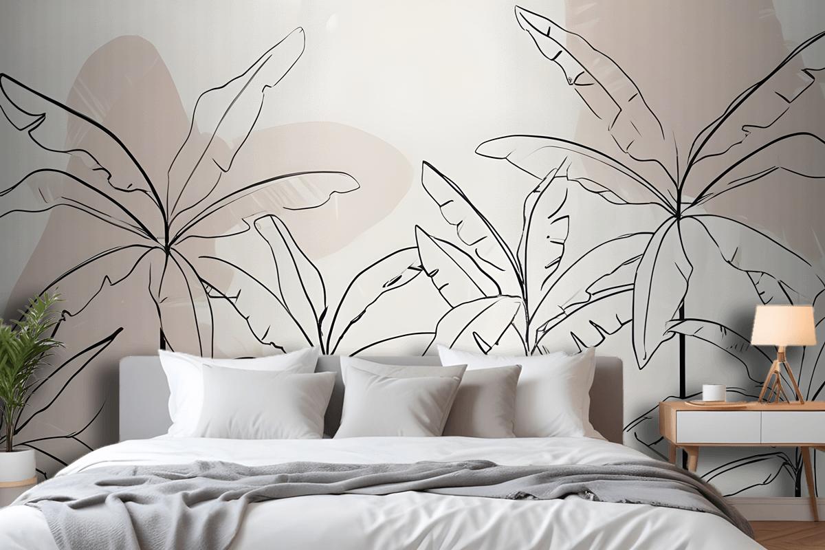 Neutral Pink Inky Tropical Wallpaper Mural