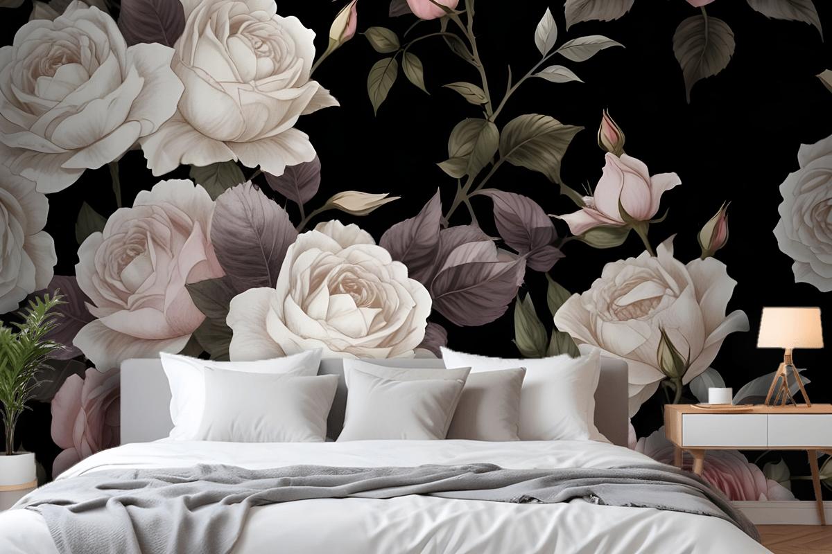 Purple & Pink Dark Floral Wallpaper Mural