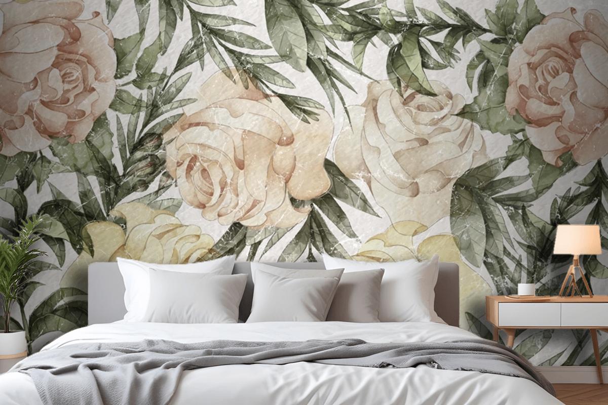 Roses Art Design Bedroom Wallpaper Mural