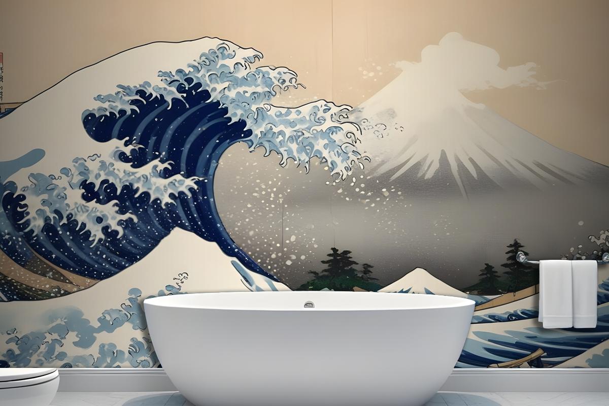 The Great Wave Off Kanagawa By Hokusai Wallpaper Mural