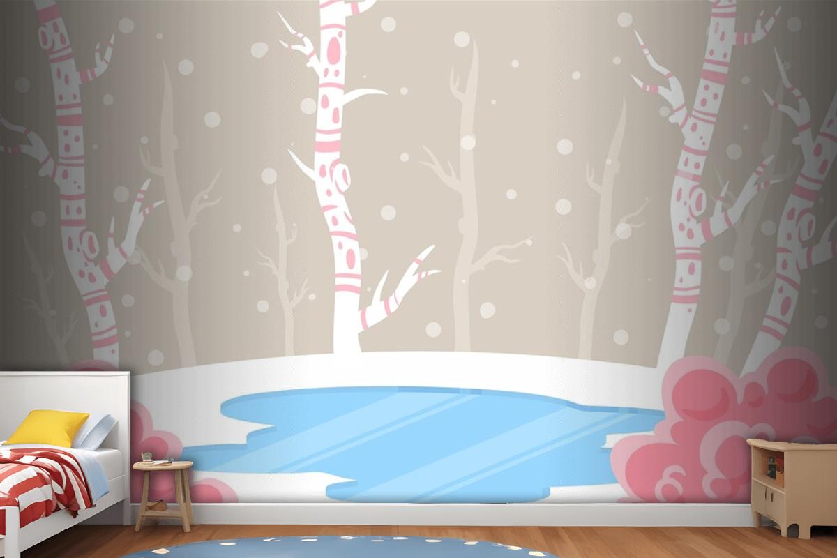 Winter Concept In Hand Drawn Wallpaper Mural