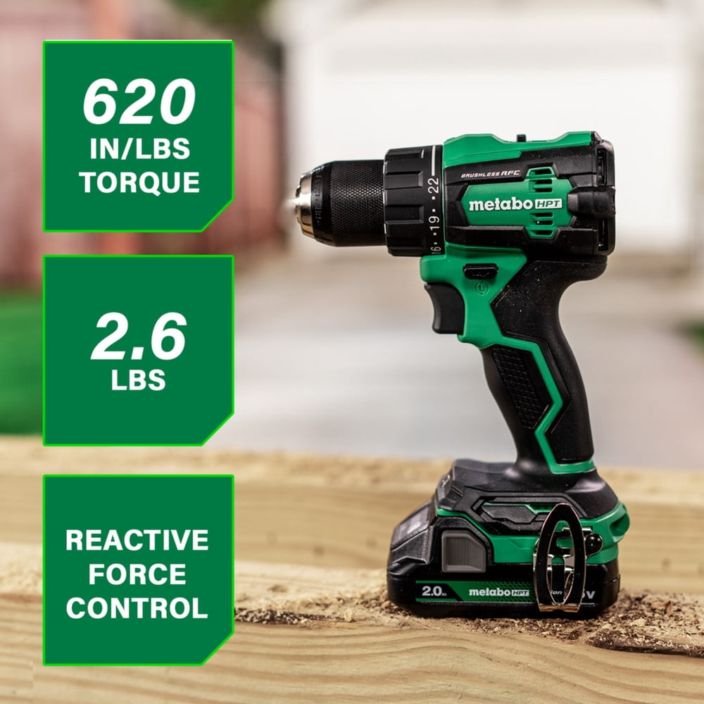 Metabo HPT 18V MultiVolt Brushless 1/2" Cordless Drill Driver Kit with 620 in-lbs Torque (DS18DEX)