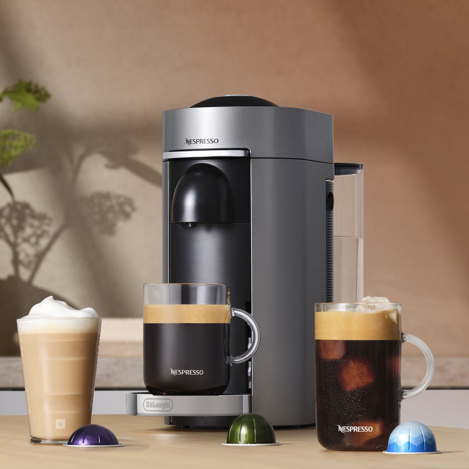 Nespresso Vertuo Plus Deluxe Coffee and Espresso Machine by De'Longhi (ENV155T), Titan