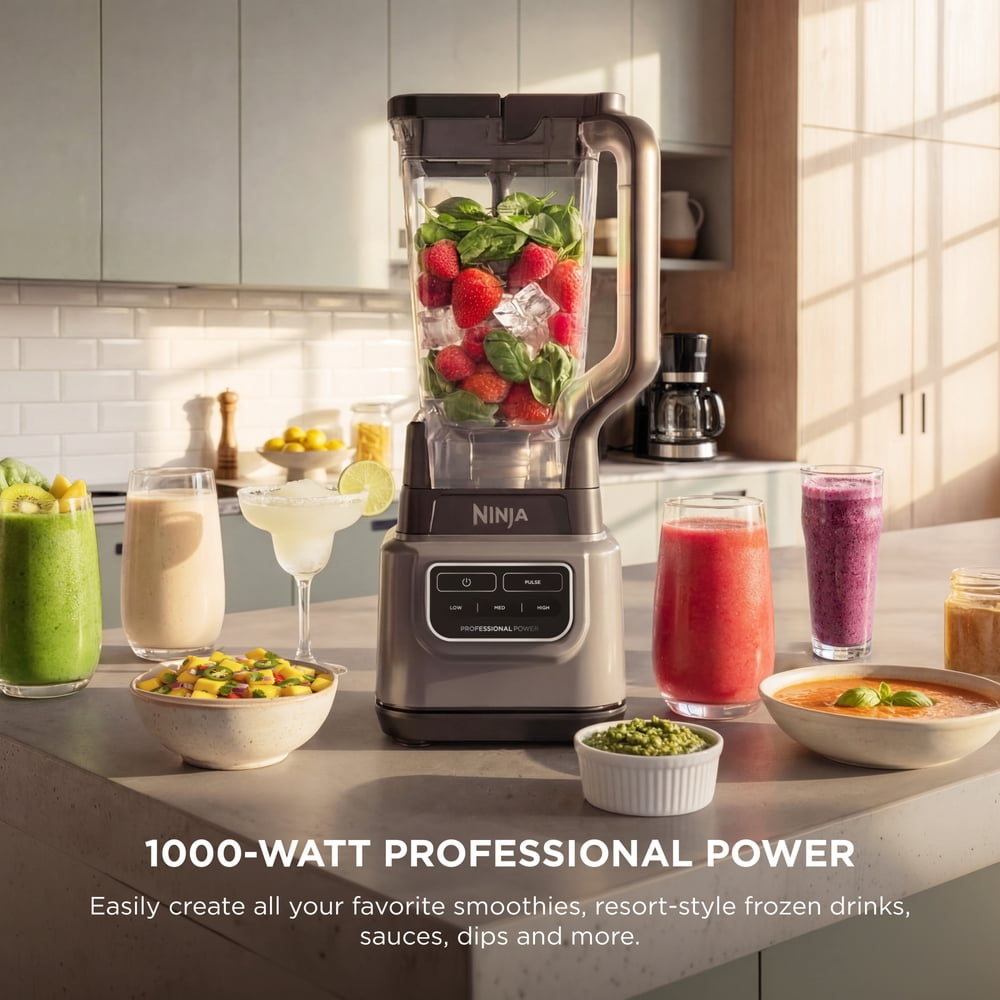 Ninja Classic 72-Ounce Countertop Blender with Total Crushing Blades and 3 Speeds (BE250)