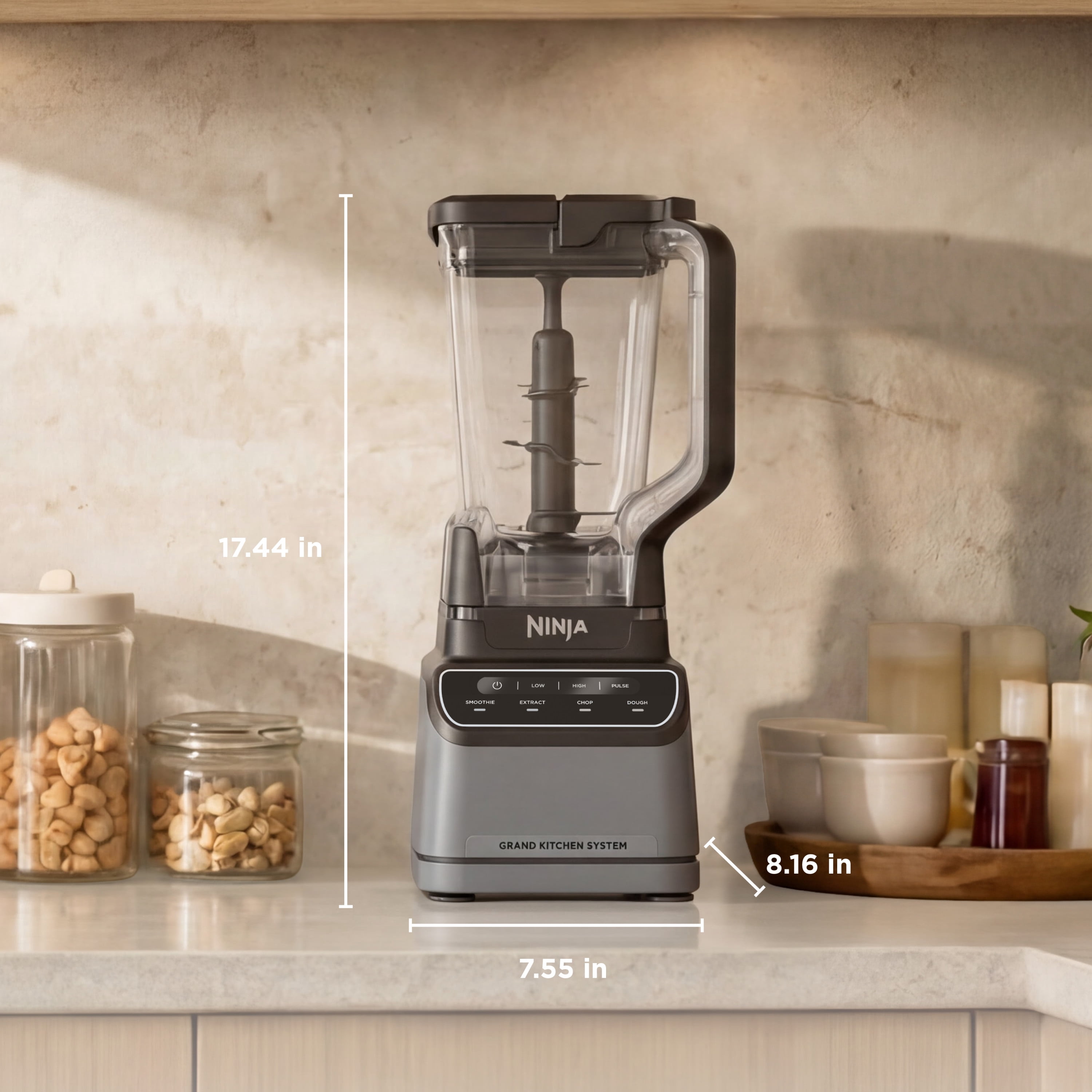 Ninja Grand Kitchen System KS500 1200W Blender, Food Processor and Personal Blender with 72 oz Pitcher and 4 Auto-iQ Presets, Gray